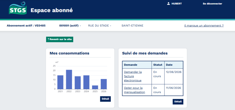 Suivre ma consommation et mes demandes en cours.